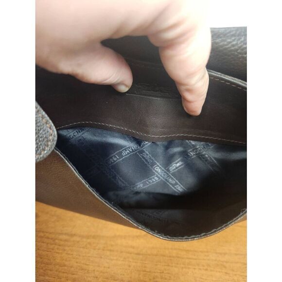 Longchamp Dark Brown Leather Handbag with Silver Hardware - Picture 7 of 10